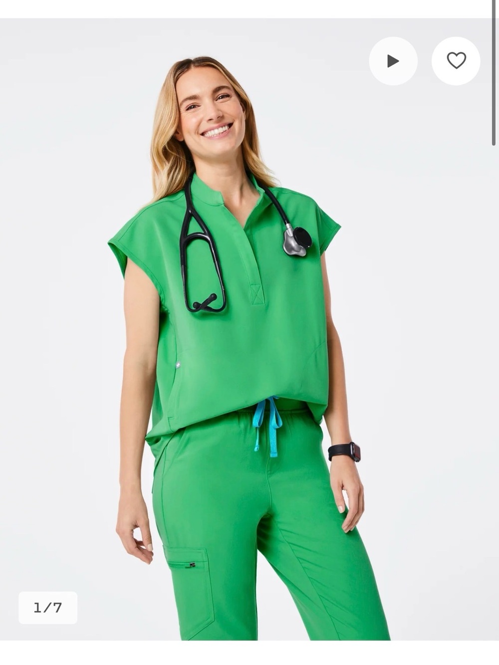 Figs Rafaela Oversized Scrub Top Bright Green Sz XXL